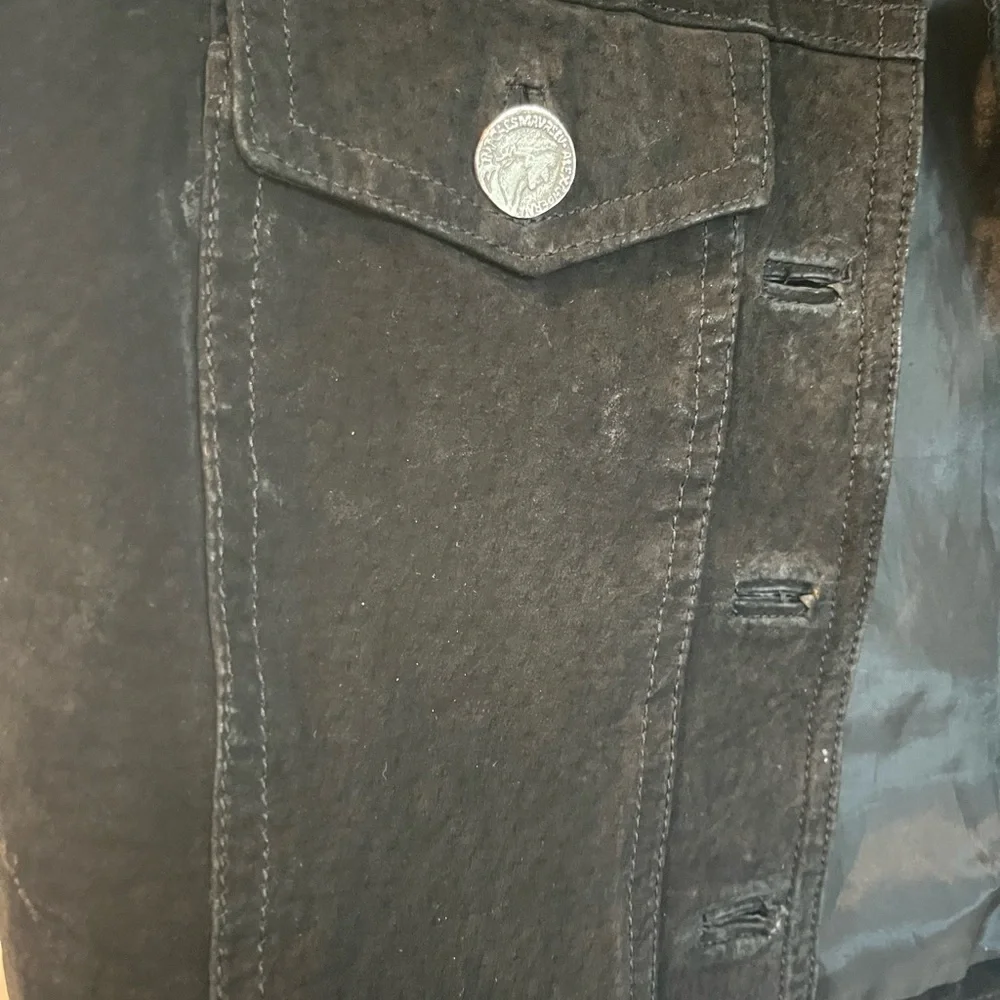 Vintage Leather Vest Buffalo Nickel Button Western Biker Style L